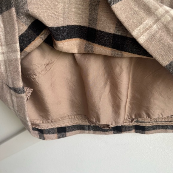 ARITZIA Wilfred Classic Wool A-line Mini Skirt Checkered in Brown Cream size S - Picture 13 of 13